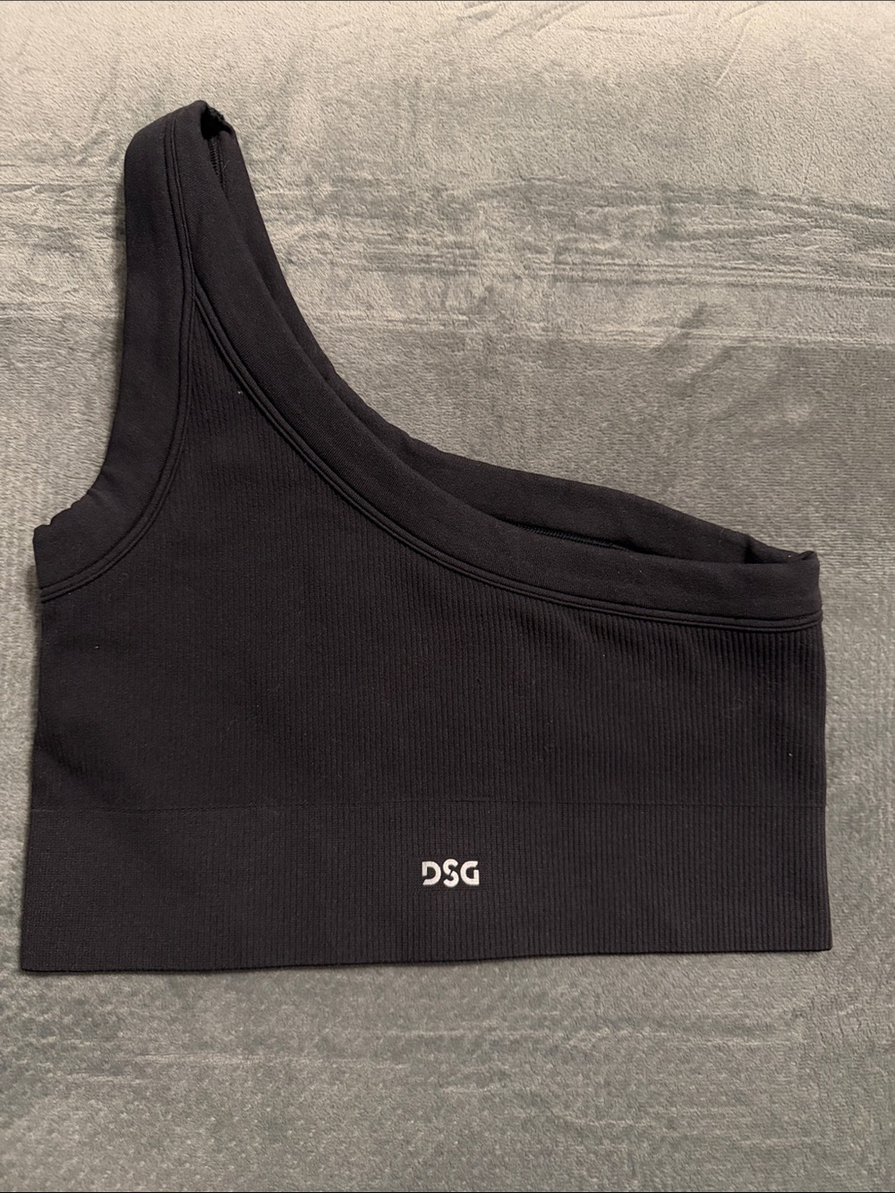 DSG Black One-Shoulder Ribbed Sports Crop